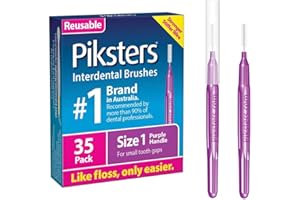 Piksters Interdental Brushes, 35 pk, Size 1, Interdental Tooth Brush for Tight Gaps, Gum Soft Bristles for Plaque Removal, Safe for Braces
