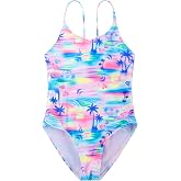 Big Kids Girls Halter One Piece Swimsuit Ruffle Swimwear