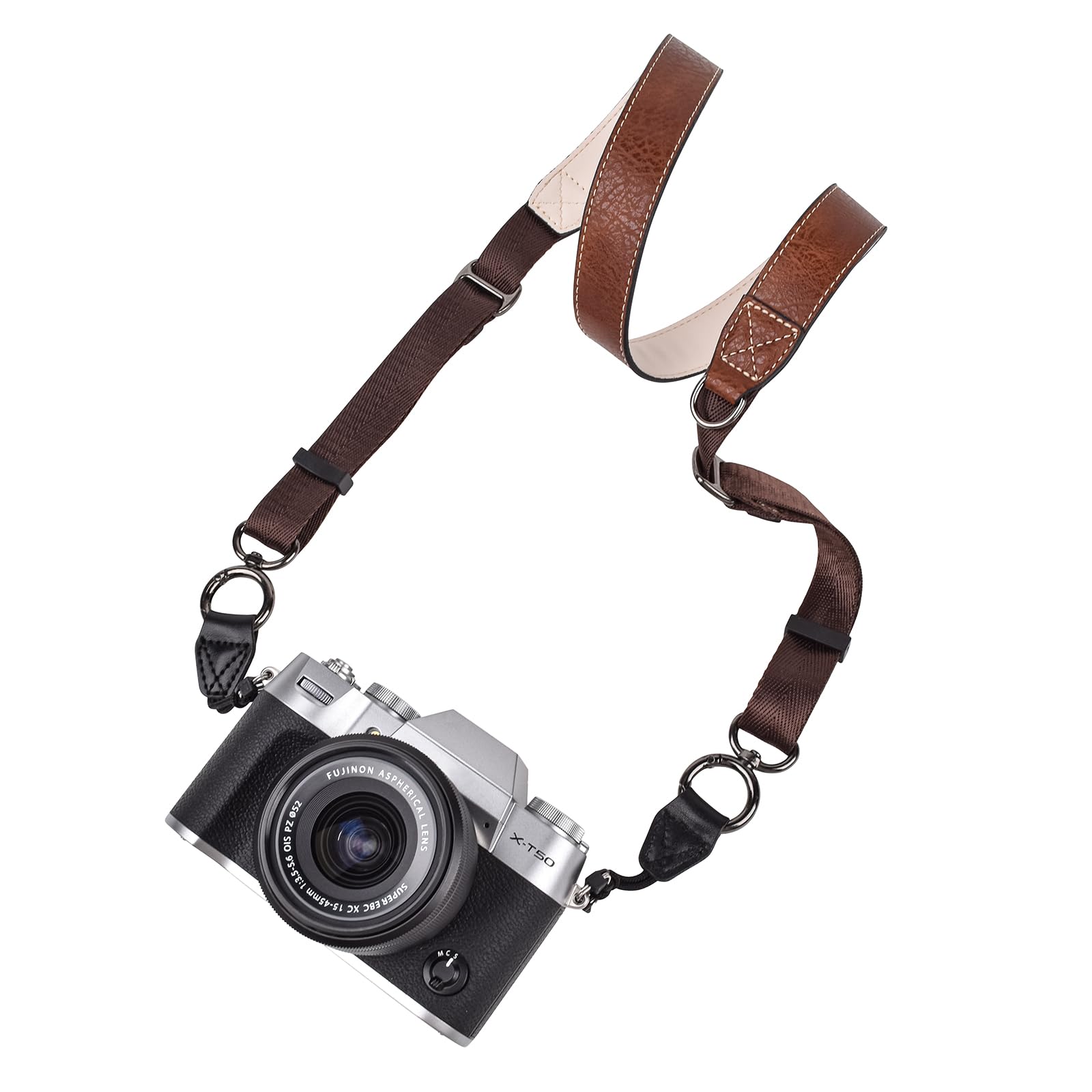 VOVMOEYA Camera Neck Strap,X-T50 body strap PU Shoulder Adjustable Strap for photographers for Fujifilm/for Nikon/for Canon/for Sony/for Minolta/for Panasonic/SLR/DSLR Cameras Litchi Stria-Coffee