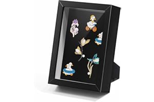 CROISSANT Black Lapel Pin Display Case, 4x6 Shadow Box Frame for Walls and Desktops,Shadow Box for Pins, Enamel Pin Display Frame（Black，4X6 1 Pack）