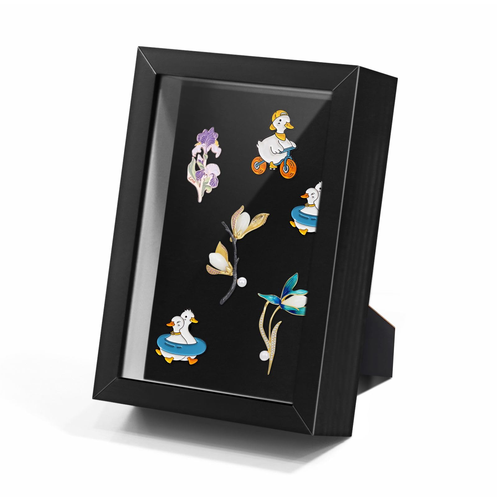 Photo 1 of Black Lapel Pin Display Case, 4x6 Shadow Box Frame for Walls and Desktops,Shadow Box for Pins, Enamel Pin Display Frame?Black?4X6 1 Pack?