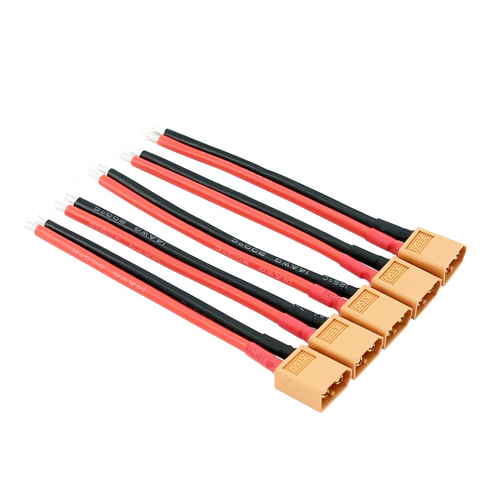 BDHI 5pcs XT60 / XT-60 Male Connectors w/ 10cm 14awg Wire for Turnigy/Zippy(BDHI-24)