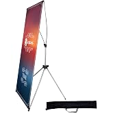 USCNC X Banner Stand Adjustable Fit Banner 23 x 63 to 32 x 78 Inch(STAND ONLY), Portable Travel Bag,Bigger,MoreAdaptableAdvertising,Stores, Tradeshow,Restaurant,Event,Birthday&amp; Party (1 Pack)