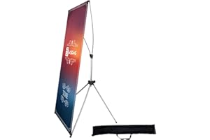 USCNC X Banner Stand Adjustable Fit Banner 23 x 63 to 32 x 78 Inch, Portable Travel Bag, Bigger, More Adaptable Advertising, Stores, Tradeshow, Restaurant, Event, Birthday & Party (1 PACk)