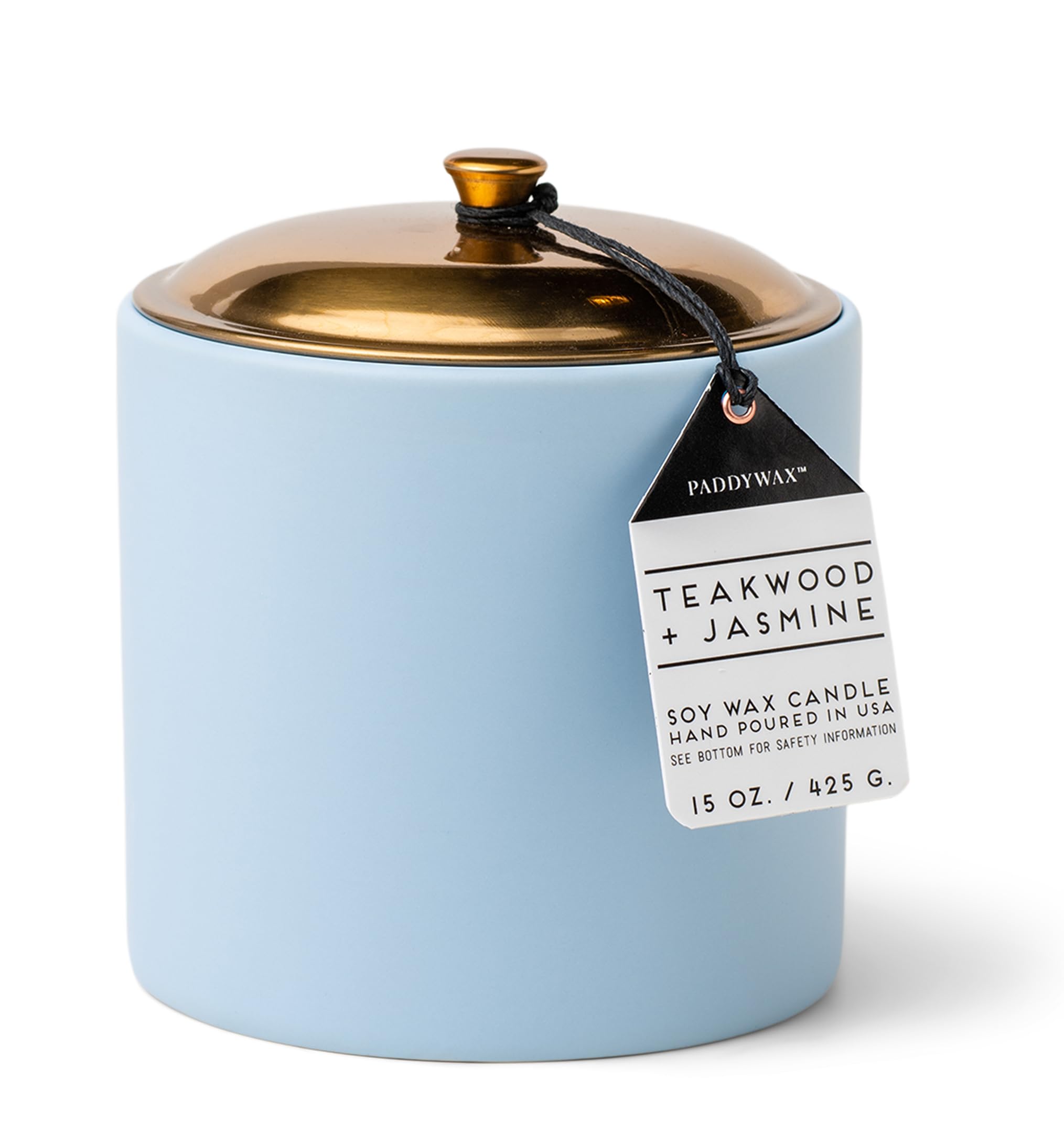 Paddywax Scented Candles Minimalist Hygge Range Luxury Candle, 3-Wick - 425g, Teakwood + Jasmine