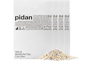 pidan Mix Cat Litter,Tofu Cat Litter with Bentonite 70%:30%,Absorbent and Fast Drying,Flushable Tofu Litter,Selected Quality Pea Dregs,5-Fold Water Absorption,Strong Clumping(5.3lb×4bags)