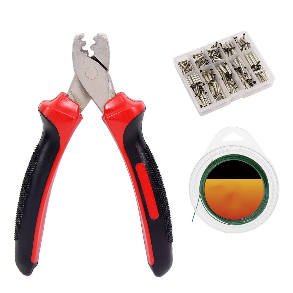 Croch Clamping Sleeve Set Fishing Pliers 300 Crimp Sleeves in 7 Different Sizes