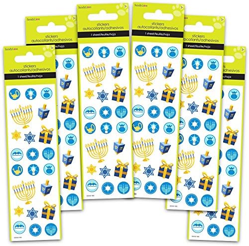 Hanukkah Stickers Party Supplies Pack -- 8 Premium Chanukah Sticker Sheets (Over 400 Stickers, Party Favors, Decorations)