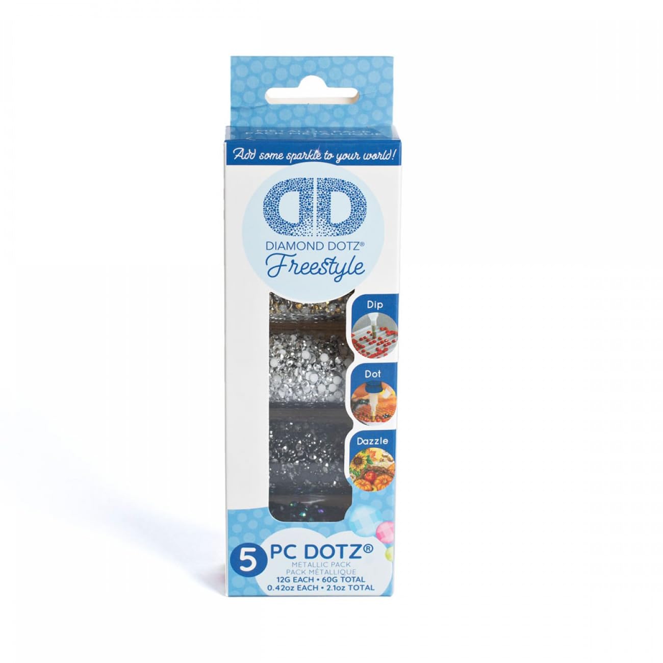 Diamond Dotz DDA-014 Freestyle, Round Stones in Metallic Colours, Set of 5, Sparkling Diamonds for Diamond Painting, for Customising and Decorating Accessories
