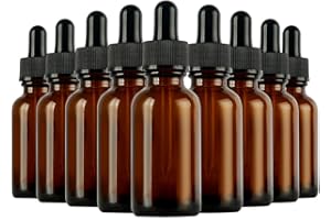 11 HOA KINH Eye Dropper Bottle, Hoa Kinh 48 Pack 1 oz 30ml Amber Glass Dropper Bottle with Droppers, 2 Funnels for Essential Oils, Perfumes (Brown, 1oz)