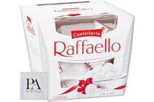 Ferrero Rocher Raffaello, Bulk 1 Pack, 15 Count total, Individually Wrapped, Premium Gourmet White Almond, Cream And Coconut, Gift Box, 5.3 Oz Each (Purpalia Packaging)