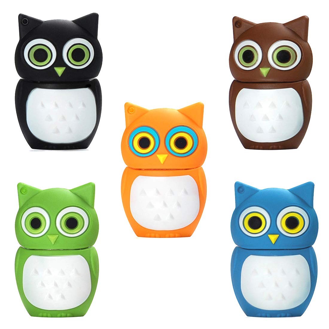 BORLTER CLAMP Memory Stick with Lovely Owl Pattern 16GB 5 Pack, Cute USB Flash Drive Gift for Students and Children