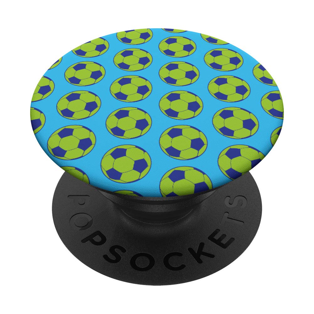 Green Soccer Balls Sports Lovers Football Players Athlete PopSockets PopGrip: Swappable Grip for Phones & Tablets