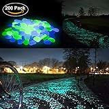 PROMENE 200pcs Glow in the Dark Garden Pebbles, Green and Blue for Walkway Yard and Decor DIY Decorative Gravel Stones (200PCS)