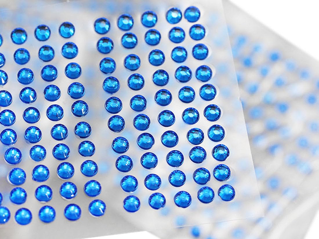 Photo 1 of 4mm SS16 Blue Self Adhesive Acrylic Rhinestones Plastic Face Gems Stick On Body Jewels for DIY Cards and Invitations Crafts Bling Sticker - 5 Sheets - 500PCS