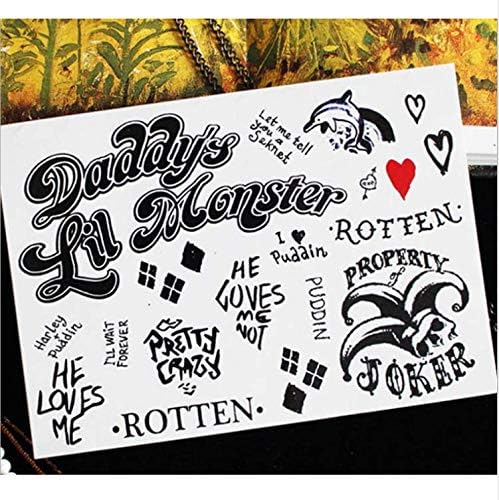 UPUPUPUP Waterproof Temporary Tattoo Stickers Suicide Squad Harley Quinn Joker Clown Fake Tatoo Tatouage Flash Tatto For Women Girl Men