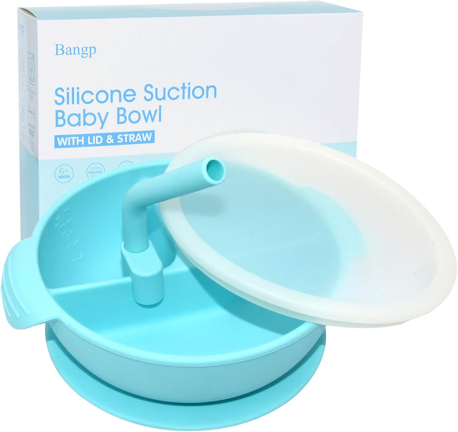 Bangp Silicone Suction Bowl with Lid, Learning Bowl for Baby Toddler