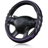 Flying Banner car Steering Wheel Cover Faux Leather Massage Universal fit 3D Honeycomb Hole Anti-Slip Sporty 15 Inches (Purple Black)