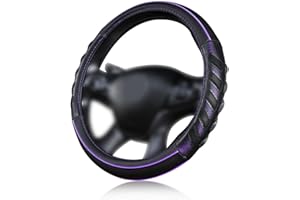 Flying Banner car Steering Wheel Cover Faux Leather Massage Universal fit 3D Honeycomb Hole Anti-Slip Sporty 15 Inches (Purple Black)