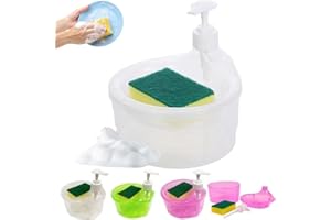 Washing Soap Dispenser Bowl, 2-in-1 Dish Soap Dispenser with Sponge Holder, Press Down Soap Pump Bowl, Large Capacity Liquid 