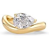PAVOI 14K Gold Plated Wavy Engagement Ring for Women | Solitaire Cubic Zirconia Wedding Band & Promise Rings for Her | Trendy Fashion Jewelry