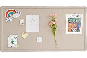 BCABO Foldable Large Felt Bulletin Board - 36'' x 18'', Decorative Picture Framed Display Board with 35 Rose Pins for School, Home, Kitchen & Office Walls