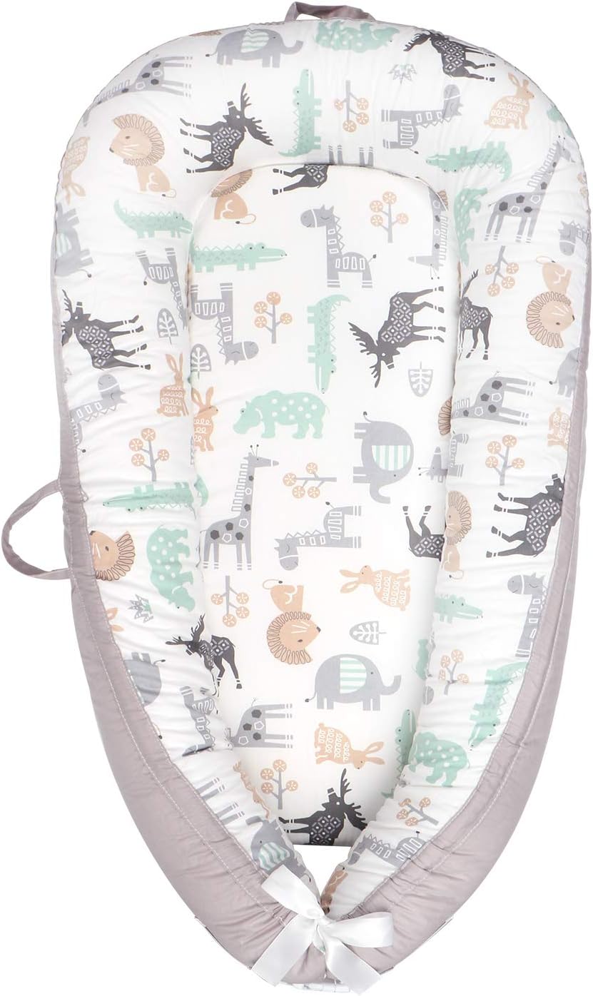 Baby Lounger and Baby Nest, Animals Baby Nest Sharing Co Sleeping Baby Bassinet Bed Breathable & Hypoallergenic Portable Crib Cot Bed