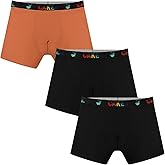 Carer Boys Incontinence Underwear Washable Kids Cotton Incontinence Boxer Briefs with Front Absorbency 80ml Reusable Leak Proof Underwear for Youth Boy Age 4-18 3pk XL (2 Black, 1 Orange)