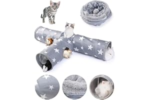 JanYoo Bunny Tunnel Rabbit Hideout Cat Toys for Rabbits Accessories Guinea Pig Ferret Kitty 3 Ways Collapsible Tunnels (Star)
