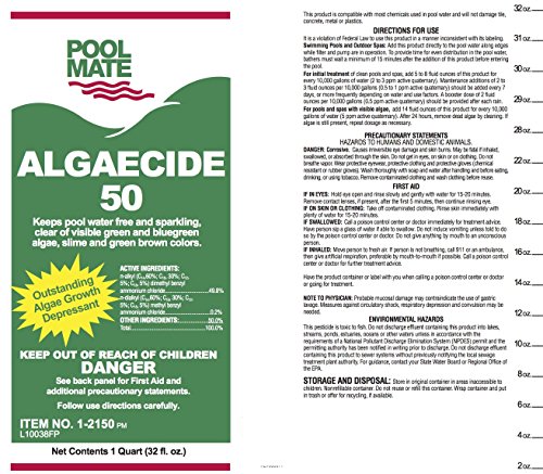 Pool Mate 1-2150-02 Algaecide 50 Swimming Pool Algaecide, 1-Quart, 2-Pack