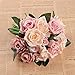Artiflr Artificial Rose Flowers Bouquet Clearance 18 Flower Heads Artificial Silk Roses Bridal Wedding Bouquet for Home Wedding Garden Party Decoration (Champagne)