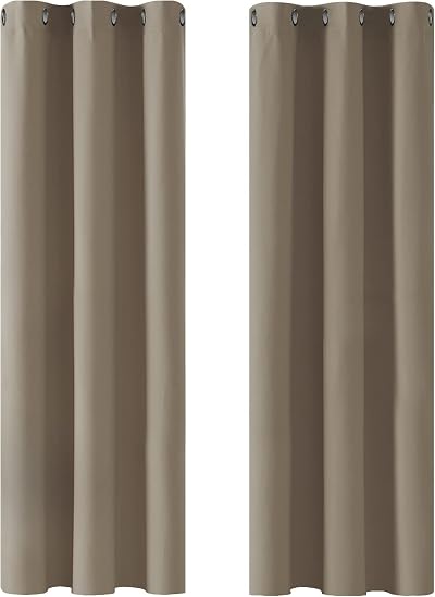 Deconovo Thermal Insulated Blackout Curtains Taupe Eyelet 2 Panels 42x72 in
