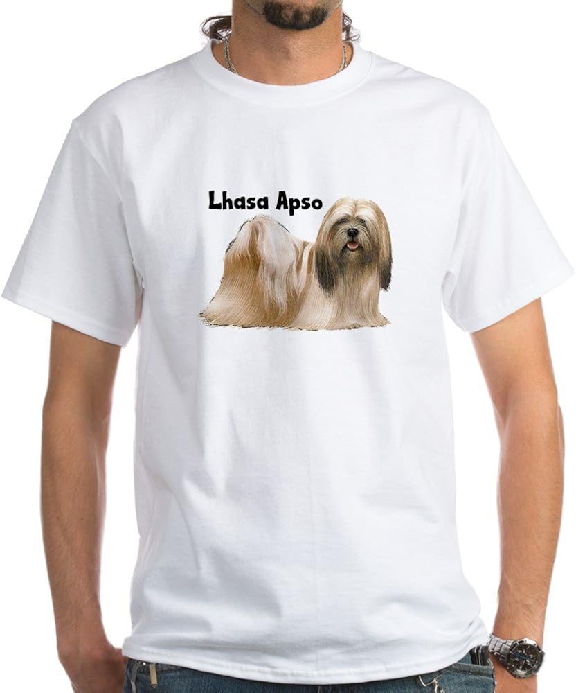 CafePress Lhasa Apso White 100 Cotton TShirt, White Clothing