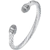 UNY JEWEL Jewelry Make a Statement with Our Two Tone Twisted Cable Wire Ball Weave Cuff Bangle Makes a Thoughtful and Stylish Gift