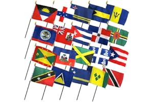 ANT ENTERPRISES Set of 20 Caribbean Countries 4"x6" Desk Table Stick Flag (No Bases)