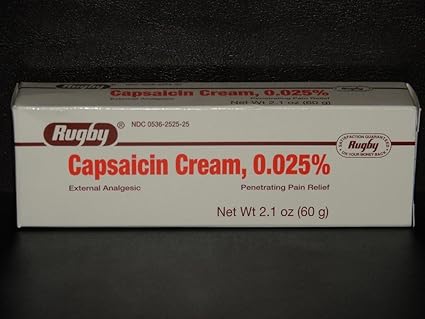 Amazon Com Rugby Capsaicin Cream 0 025 Arthritis Pain Relief Compare To Zostrix 60g Tube Health Personal Care