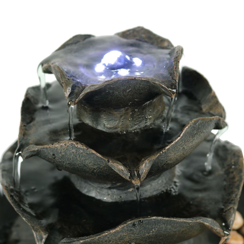 Tabletop Fountains Sunnydaze Contemporary 3Tiered Flower Petal