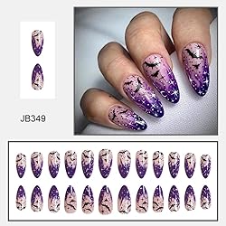 CEWEWP 24Pcs Halloween Press-on Nails Almond Medium