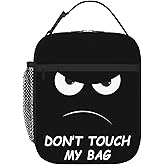 NKHFNBIO Don't Touch My Bag Funny Insulated Lunch Box with Angry Face Portable Lunch Bag for Kids Teens Adults