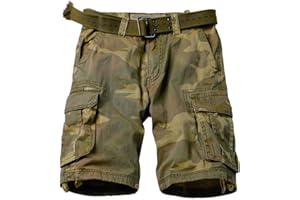 AKARMY Men's Camo Cargo Shorts Outdoor Multi-Pocket Cotton Casual Shorts with No Belt