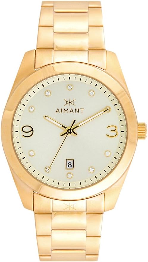 AIMANT Women's Brooklyn Gold with Gold Stainless Steel Bracelet Watch LBR-150SG-GGB