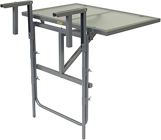 gartenmoebel-einkauf Balkonhängetisch 60x40cm, Stahl Silber + Sicherheitsglas, klappbar