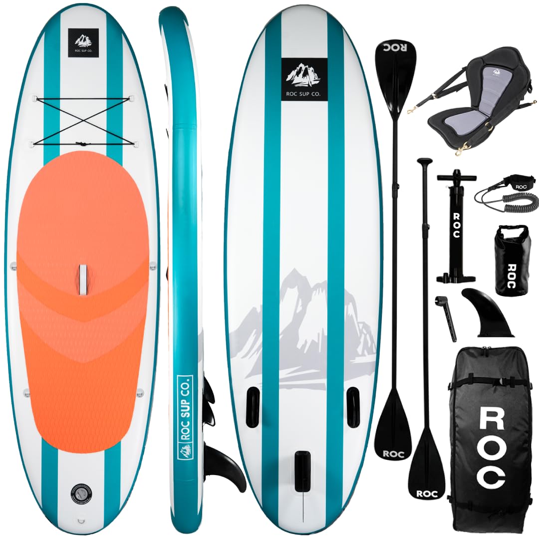 Photo 1 of ****** ONLY BAG AND EQUIPMENT ****Roc Inflatable Stand Up Paddle Boards with Premium SUP Paddle Board Accessories, Wide Stable Design, Non-Slip Comfort Deck for Youth & Adults (Coral W/Kayak Seat)