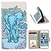 iPhone 5S Case, Speedtek Elephant Pattern Premium PU Leather Wallet Flip Protective Skin Case with Magnetic Closure for Apple iPhone 5 5G (2012) & iPhone 5S (2013)