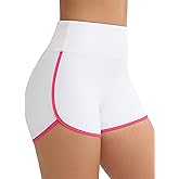 THE GYM PEOPLE Women's High Waist Workout Shorts Breathable Dolphin Split Elastic Lounge Yoga Shorts