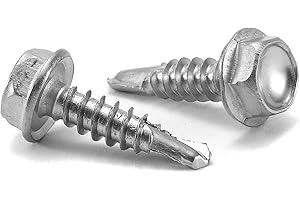 #8 x 3/4" Sheet Metal Screws 100PCS 410 Stainless Steel Hex Washer Head Fast Self Tapping Screws by SG TZH