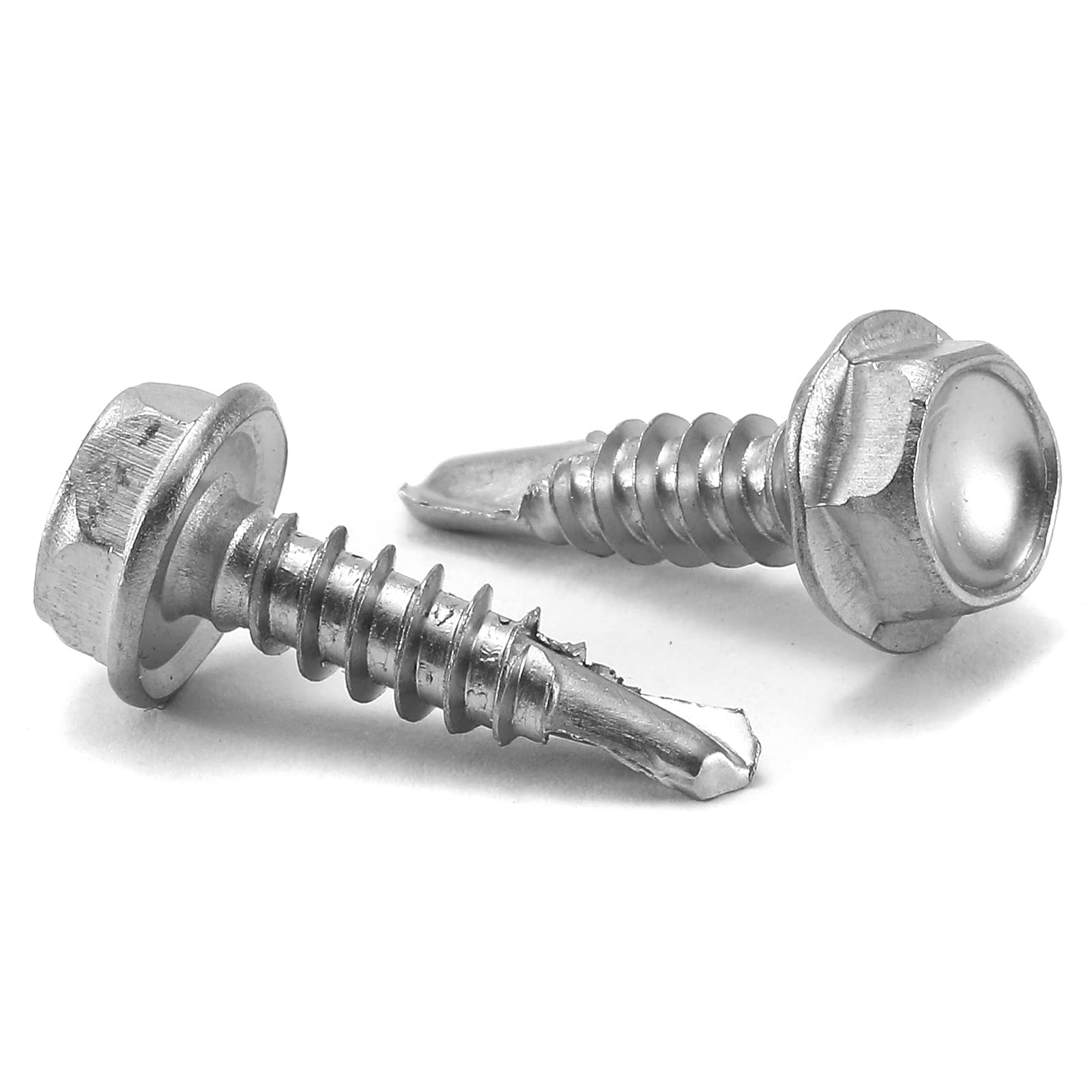 View 1 of #8 x 3/4" Sheet Metal Screws 100PCS 410 Stainless Steel Hex Washer Head Fast Self Tapping Screws by SG TZH