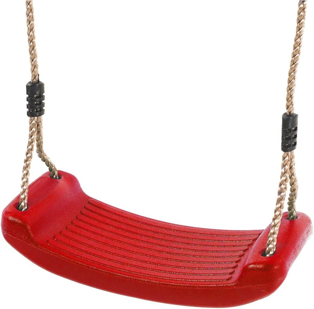 Garden Games Children’s Swing Seat with Safety Grip and Adjustable Weatherproof Ropes for Swing Sets (Red)
