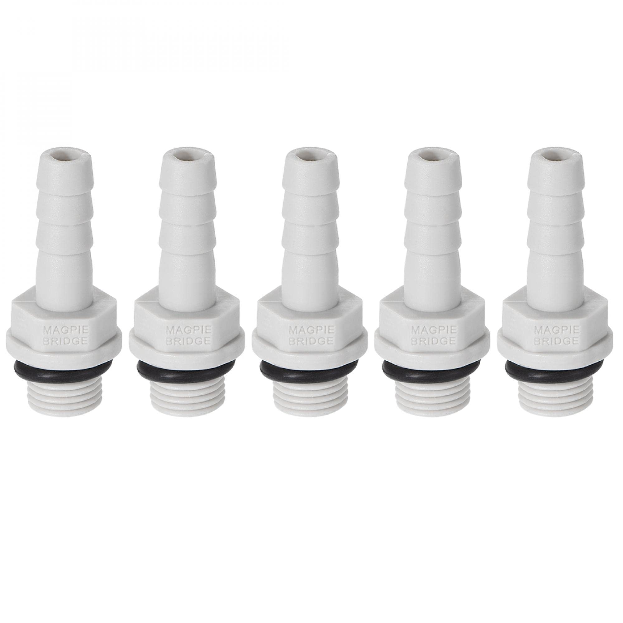 sourcing map PVC Barb Hose Fitting Connector Adapter 6mm or 15/64" Barbed x 1/8" G Male Pipe 5pcs