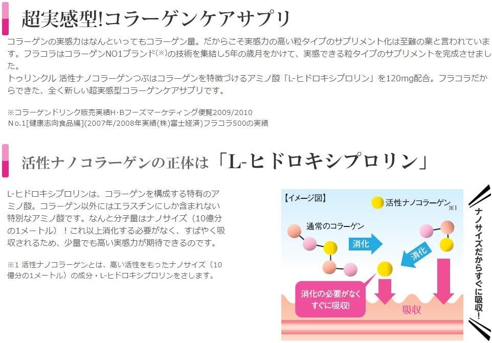 Amazon Co Jp Fracora フラコラ トゥリンクル 活性ナノコラーゲンつぶ 90粒 コラーゲンサプリ ビューティー